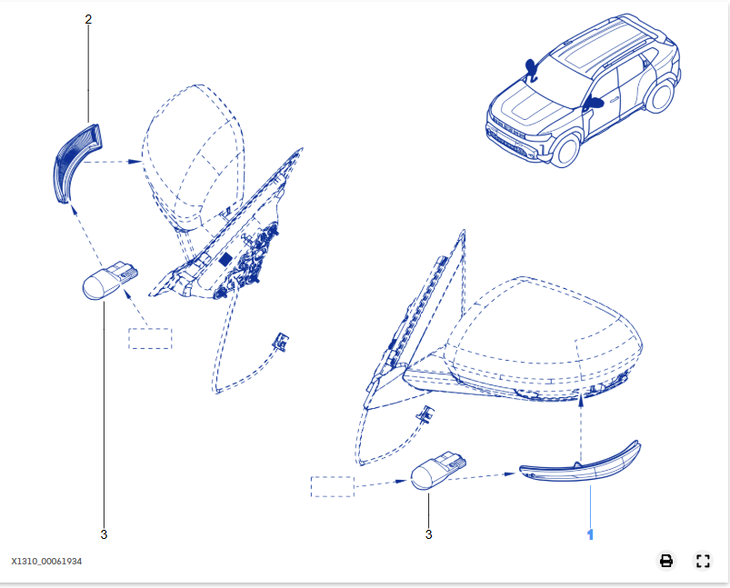 Lampa semnalizare oglinda stanga Dacia Bigster - 261856757R - 261856757R