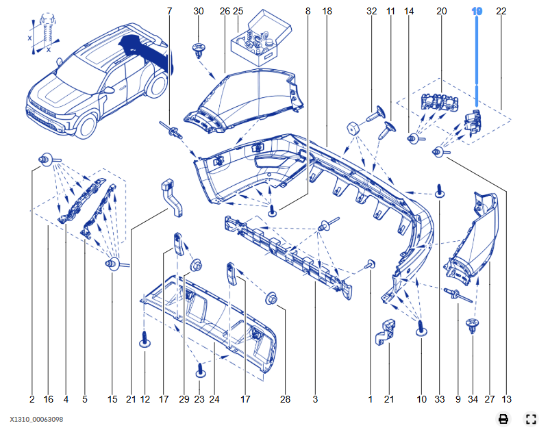 Suport central stanga bara spate Dacia Bigster - 850453817R - 850453817R